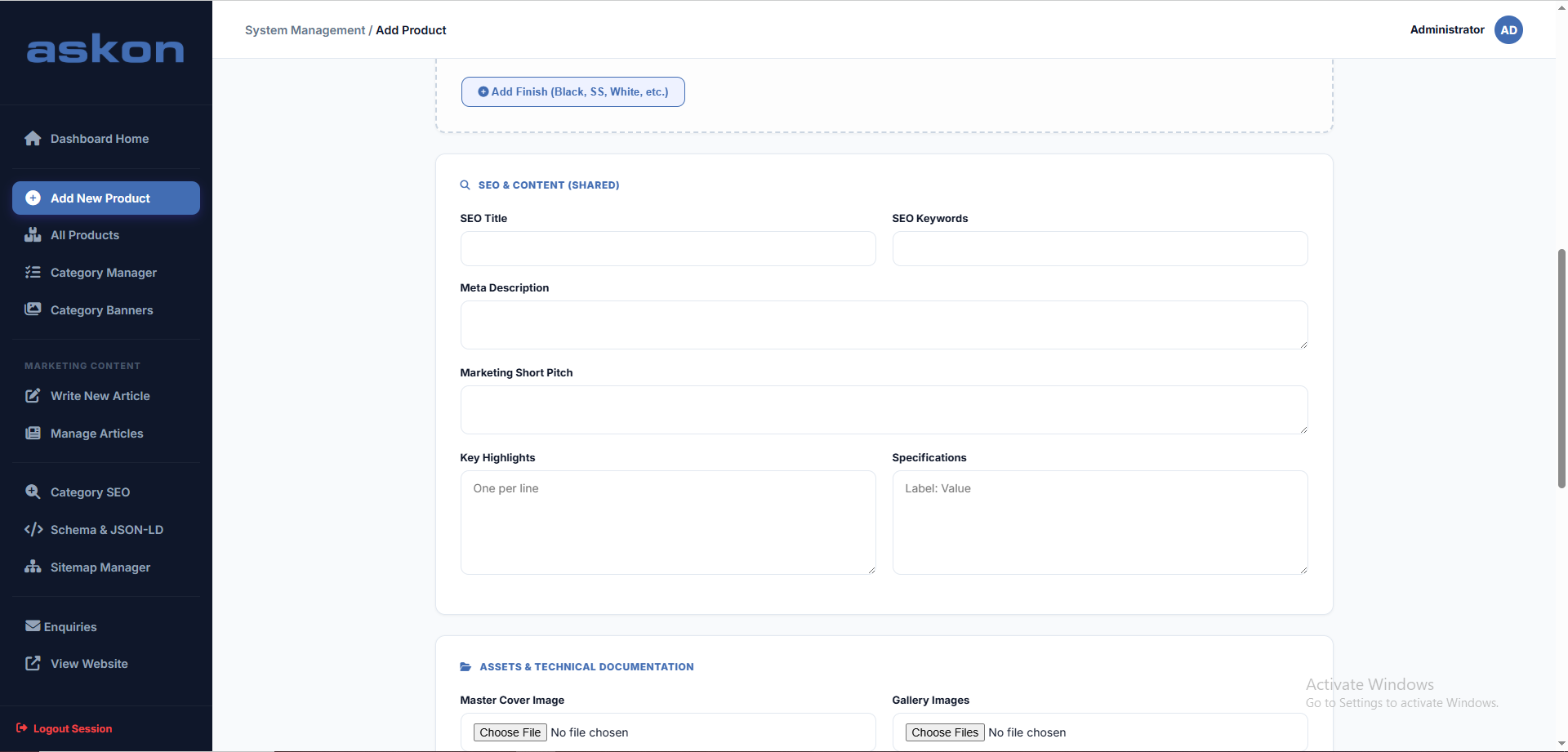 Askon Hygiene Website & Admin Panel Development screenshot 6